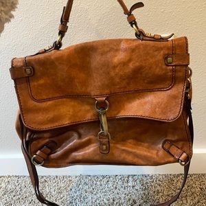 leather cross body messenger type bag.